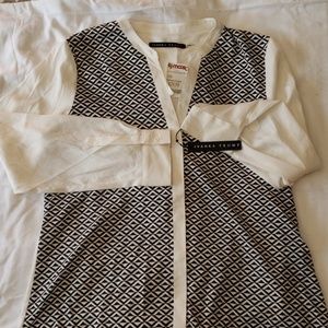 Black and white geometric blouse